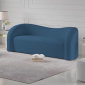 Sofá Curvo 3 Lugares Organico Sala Recepção Escritório Coréia 200cm Linho Azul Royal