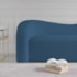 Sofá Curvo 3 Lugares Organico Sala Recepção Escritório Coréia 200cm Linho Azul Royal