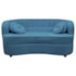 Sofá Curvo 3 Lugares Orgânico Sala Recepção Escritório Decorativo Luxo Panamá 185cm Linho Azul Royal