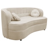 Sofá Curvo 3 Lugares Orgânico Sala Recepção Escritório Decorativo Luxo Panamá 185cm Linho Bege