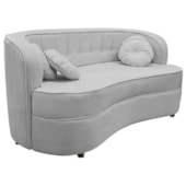 Sofá Curvo 3 Lugares Orgânico Sala Recepção Escritório Decorativo Luxo Panamá 185cm Linho Cinza Claro