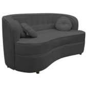 Sofá Curvo 3 Lugares Orgânico Sala Recepção Escritório Decorativo Luxo Panamá 185cm Linho Cinza Escuro