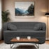 Sofá Curvo 3 Lugares Orgânico Sala Recepção Escritório Decorativo Luxo Panamá 185cm Linho Cinza Escuro