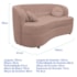 Sofá Curvo 3 Lugares Orgânico Sala Recepção Escritório Decorativo Luxo Panamá 185cm Linho Rose