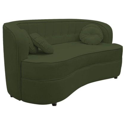 Sofá Curvo 3 Lugares Orgânico Sala Recepção Escritório Decorativo Luxo Panamá 185cm Linho Verde