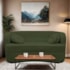 Sofá Curvo 3 Lugares Orgânico Sala Recepção Escritório Decorativo Luxo Panamá 185cm Linho Verde