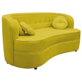 Sofá Curvo 3 Lugares Orgânico Sala Recepção Escritório Decorativo Luxo Panamá 185cm Suede Amarelo