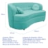 Sofá Curvo 3 Lugares Orgânico Sala Recepção Escritório Decorativo Luxo Panamá 185cm Suede Azul Tiffany