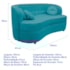 Sofá Curvo 3 Lugares Orgânico Sala Recepção Escritório Decorativo Luxo Panamá 185cm Suede Azul Turquesa