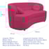 Sofá Curvo 3 Lugares Orgânico Sala Recepção Escritório Decorativo Luxo Panamá 185cm Suede Pink