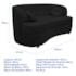 Sofá Curvo 3 Lugares Orgânico Sala Recepção Escritório Decorativo Luxo Panamá 185cm Suede Preto