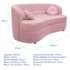 Sofá Curvo 3 Lugares Orgânico Sala Recepção Escritório Decorativo Luxo Panamá 185cm Suede Rosa Bebe