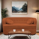 Sofá Curvo 3 Lugares Orgânico Sala Recepção Escritório Decorativo Luxo Panamá 185cm Suede Terracota