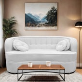 Sofá Curvo 3 Lugares Orgânico Sala Recepção Escritório Decorativo Luxo Panamá 200cm Bouclé Branco