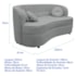 Sofá Curvo 3 Lugares Orgânico Sala Recepção Escritório Decorativo Luxo Panamá 200cm Bouclé Cinza