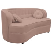 Sofá Curvo 3 Lugares Orgânico Sala Recepção Escritório Decorativo Luxo Panamá 200cm Linho Rose