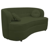 Sofá Curvo 3 Lugares Orgânico Sala Recepção Escritório Decorativo Luxo Panamá 200cm Linho Verde
