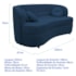 Sofá Curvo 3 Lugares Orgânico Sala Recepção Escritório Decorativo Luxo Panamá 200cm Suede Azul Marinho
