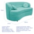 Sofá Curvo 3 Lugares Orgânico Sala Recepção Escritório Decorativo Luxo Panamá 200cm Suede Azul Tiffany