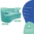 Sofá Curvo 3 Lugares Orgânico Sala Recepção Escritório Decorativo Luxo Panamá 200cm Suede Azul Tiffany