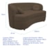 Sofá Curvo 3 Lugares Orgânico Sala Recepção Escritório Decorativo Luxo Panamá 200cm Suede Marrom