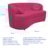 Sofá Curvo 3 Lugares Orgânico Sala Recepção Escritório Decorativo Luxo Panamá 200cm Suede Pink