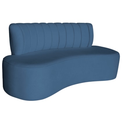 Sofá Curvo 3 Lugares Organico Sala Recepção Escritório Valência 200cm Linho Azul Royal - Amarena Móveis