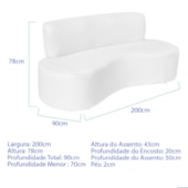 Sofá Curvo 4 Lugares Amsterdã 200cm Suede Branco