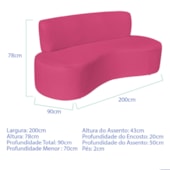 Sofá Curvo 4 Lugares Amsterdã 200cm Suede Pink