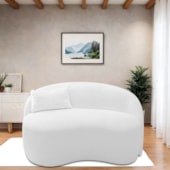 Sofá Curvo Freesia Design Orgânico Moderno 150cm Bouclé Branco