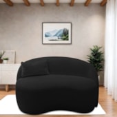 Sofá Curvo Freesia Design Orgânico Moderno 150cm Bouclé Preto