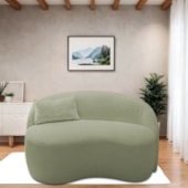 Sofá Curvo Freesia Design Orgânico Moderno 150cm Bouclé Verde Oliva