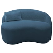 Sofá Curvo Freesia Design Orgânico Moderno 150cm Linho Azul Royal