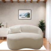 Sofá Curvo Freesia Design Orgânico Moderno 150cm Linho Bege