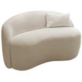 Sofá Curvo Freesia Design Orgânico Moderno 150cm Linho Bege
