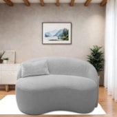 Sofá Curvo Freesia Design Orgânico Moderno 150cm Linho Cinza Claro