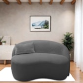 Sofá Curvo Freesia Design Orgânico Moderno 150cm Linho Cinza Escuro