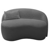 Sofá Curvo Freesia Design Orgânico Moderno 150cm Linho Cinza Escuro