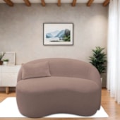 Sofá Curvo Freesia Design Orgânico Moderno 150cm Linho Rosé