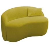 Sofá Curvo Freesia Design Orgânico Moderno 150cm Suede Amarelo