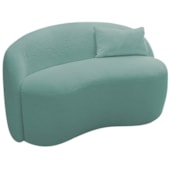 Sofá Curvo Freesia Design Orgânico Moderno 150cm Suede Azul Tiffany