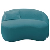 Sofá Curvo Freesia Design Orgânico Moderno 150cm Suede Azul Turquesa