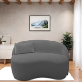 Sofá Curvo Freesia Design Orgânico Moderno 150cm Suede Cinza Escuro