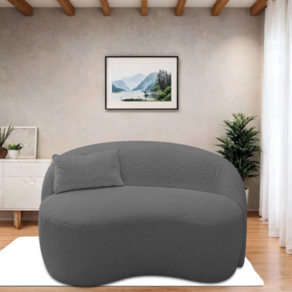 Sofá Curvo Freesia Design Orgânico Moderno 150cm Suede Cinza Escuro