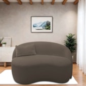 Sofá Curvo Freesia Design Orgânico Moderno 150cm Suede Marrom