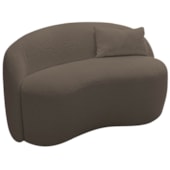 Sofá Curvo Freesia Design Orgânico Moderno 150cm Suede Marrom