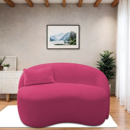 Sofá Curvo Freesia Design Orgânico Moderno 150cm Suede Pink