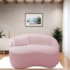 Sofá Curvo Freesia Design Orgânico Moderno 150cm Suede Rosa Bebê