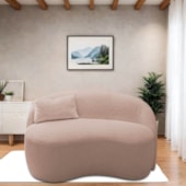 Sofá Curvo Freesia Design Orgânico Moderno 150cm Suede Rosé