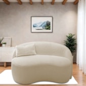 Sofá Curvo Freesia Design Orgânico Moderno 180cm Bouclé Bege